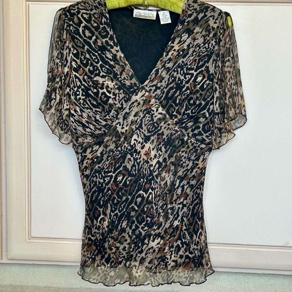 Leopard print silk top